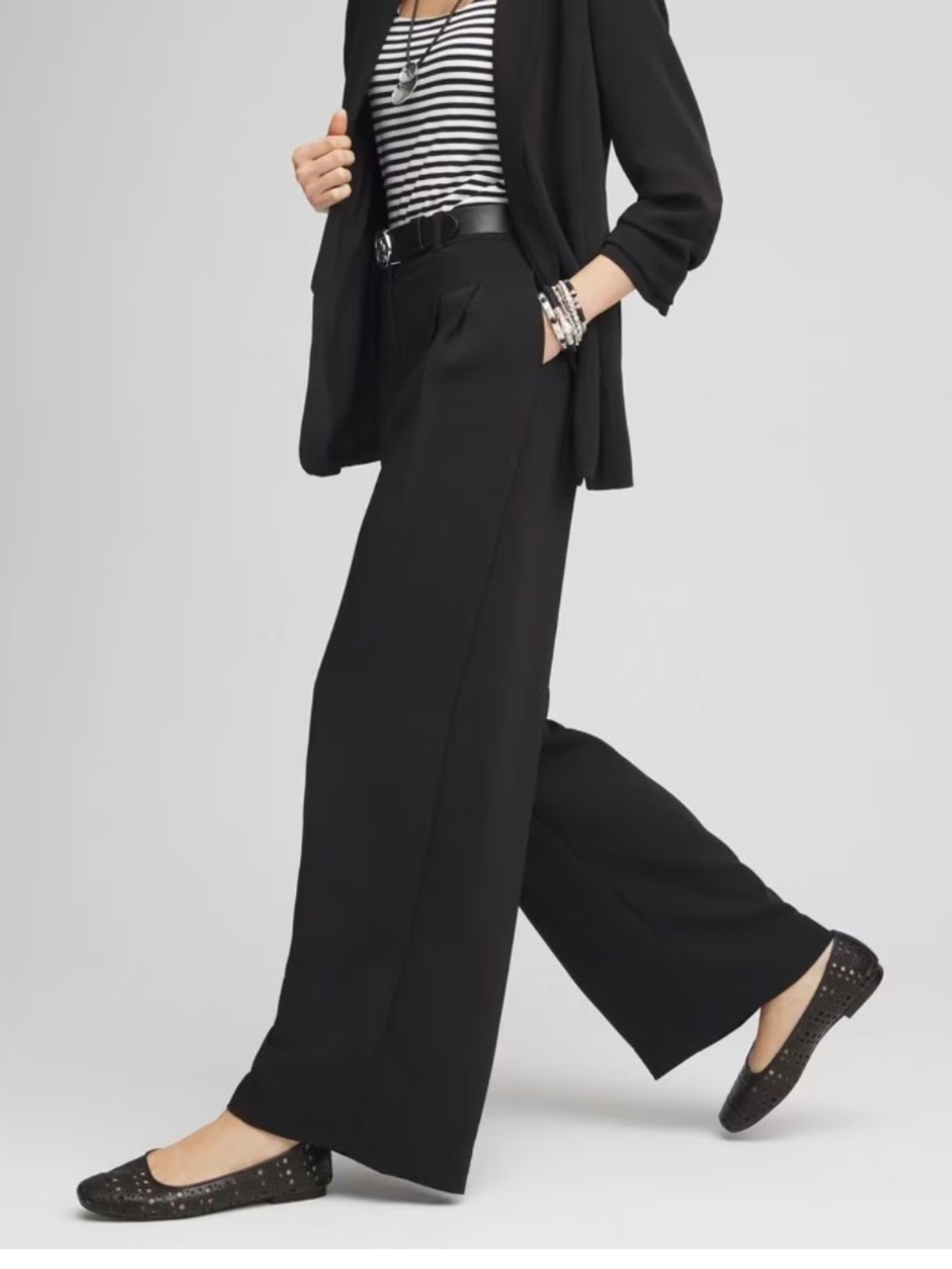 CHICO'S  Crepe Pleated Relaxed Trouser Pants